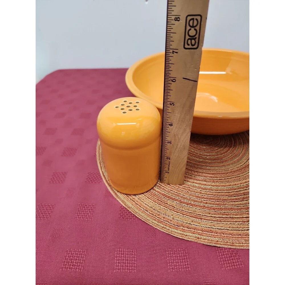 Fiesta Tangerine Pasta Bowl And Cheese Shaker Retired Laughlin Made In The USA